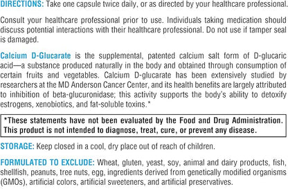 XYMOGEN Calcium D-Glucarate 500mg - Supplement to Support Healthy Detox of Fat-Soluble Toxins, Hormones Like Estrogen + Androgens (90 Capsules)