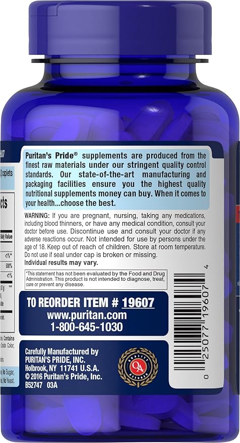 Puritan's Pride Triple Strength Glucosamine Chondroitin D3 Caplets, 80 Count