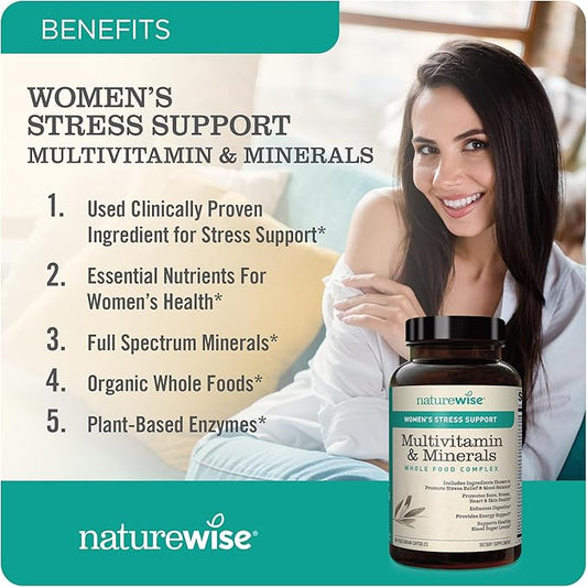 NatureWise Multivitamin for Women + Stress D3 K2 K2 for 60 Capsules[1-Month Capsules[1-Month Supply]