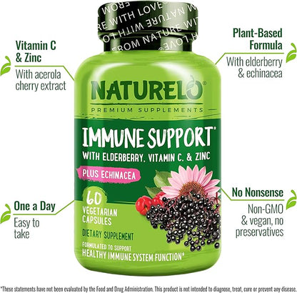 NATURELO Immune Support – Vitamin C, 60 Vegan