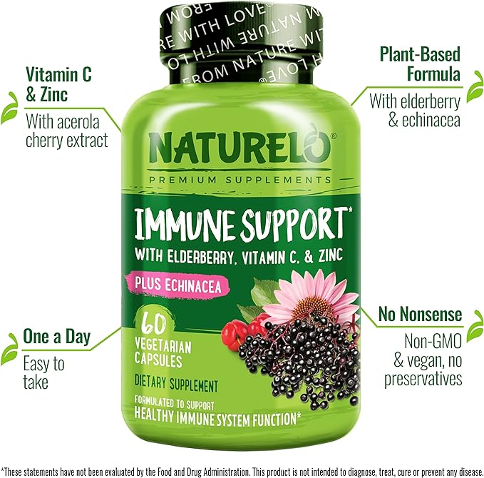 NATURELO Immune Support – Vitamin C, 120 Vegan