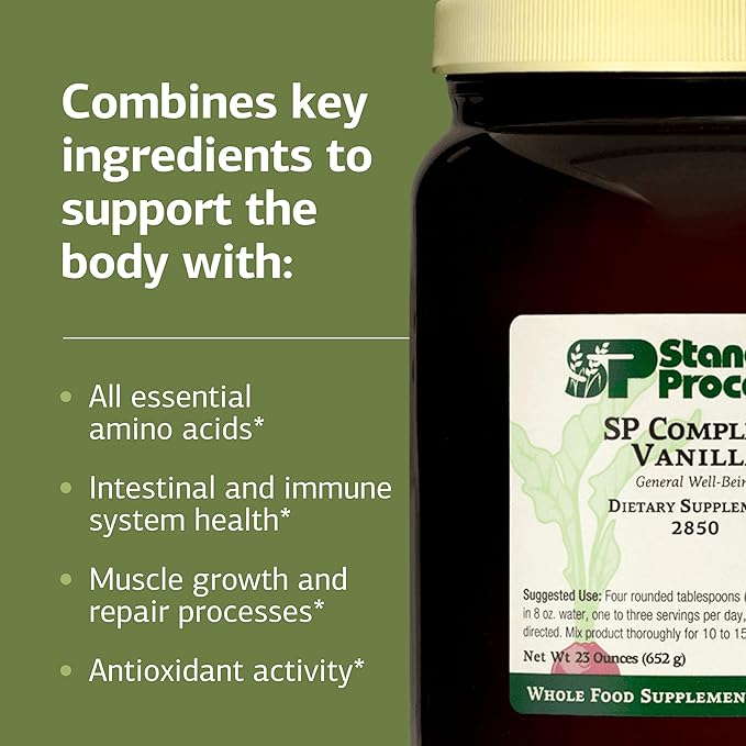 Standard Process SP Complete - Whole-Food Nutrition for Immune & Liver Function - Protein Source with Antioxidant Activity - Post-Workout Muscle Support - Gluten-Free & Non-Soy - Vanilla, 23 oz