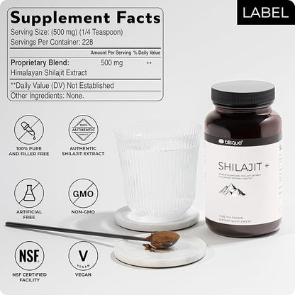 Blisque - Pure Himalayan Organic Shilajit 228 Servings 7.5 Month
