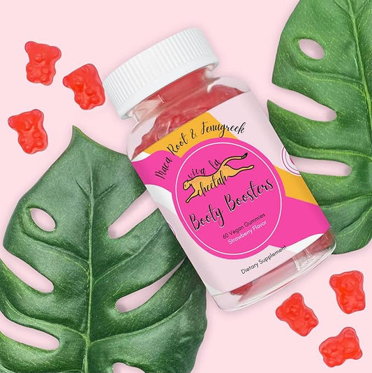 Booty Enhancing Gummy Supplement, Big Butt Enhancer, Workout Support, Multivitamin for Women, Natural Glute Boost Vitamins for a Curvy Shape & Max Gains, 60 Vegan Gummies