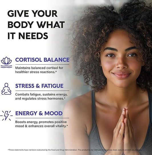 Cortisol Supplement - 11 in 1 Hormone Balance for Women - Made in USA Supplement - Mood, Focus, Sleep Support - Vegan, Non-GMO, Natural Pills - 60 Capsules, 2 Month Supply