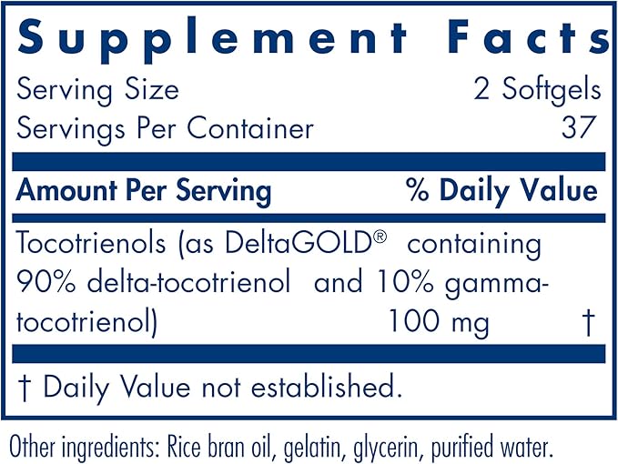 Allergy Research Group Delta-Fraction Tocotrienols Supplement 50 mg 75 Count