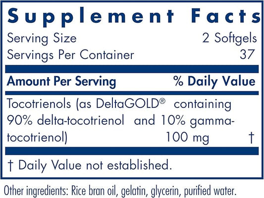 Allergy Research Group Delta-Fraction Tocotrienols Supplement 50 mg 75 Count