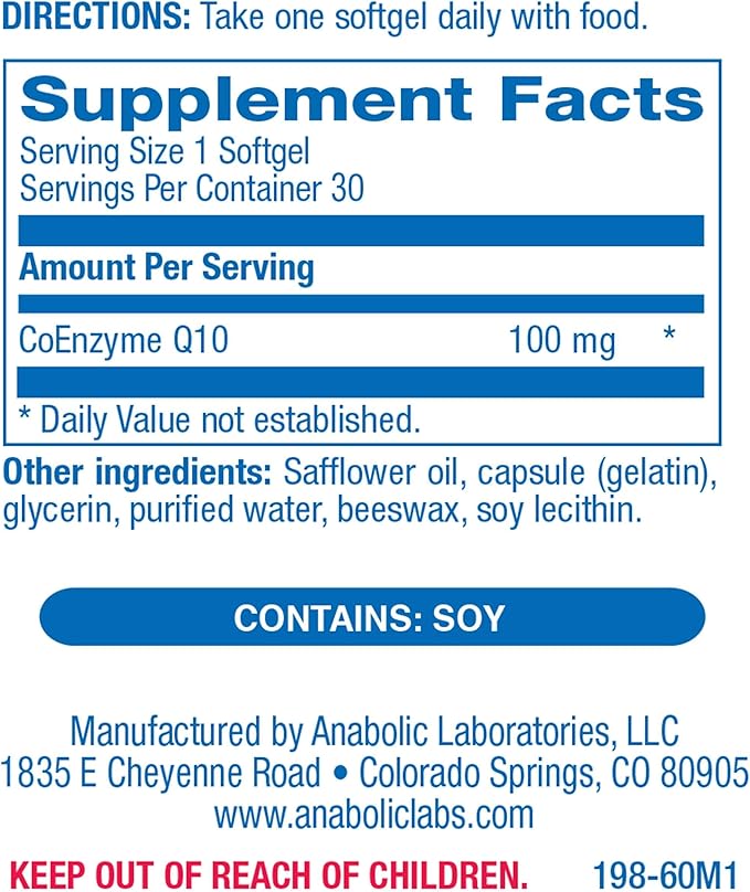 CoQ10 100mg Softgels 30 Supplements CoQ10 for