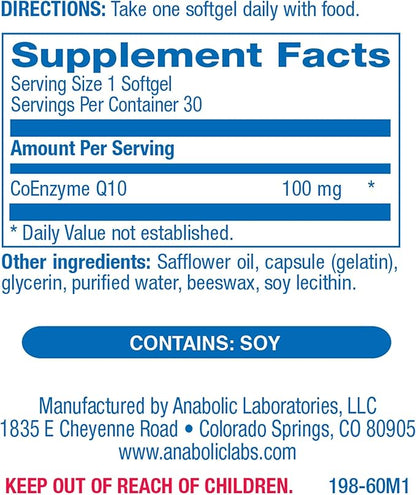 CoQ10 100mg Softgels 30 Supplements CoQ10 for