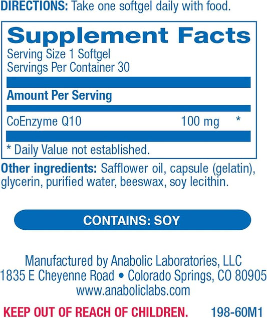 CoQ10 100mg Softgels 30 Supplements CoQ10 for