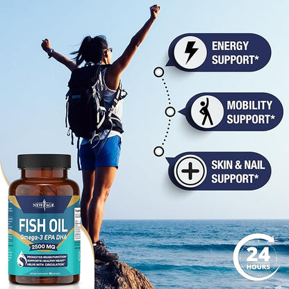 NEW AGE Omega 3 Fish Oil 2500mg Supplement (90 Softgels 1))