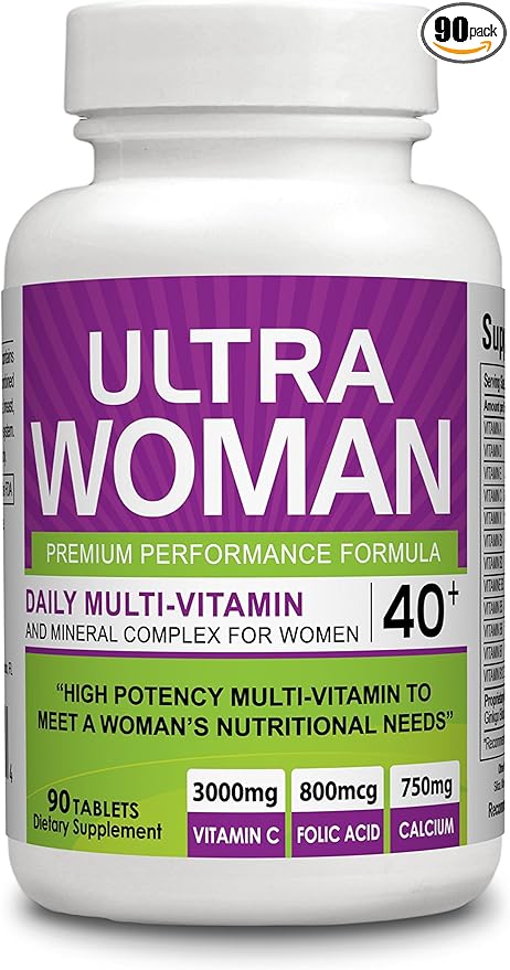Ultra Woman - Multi-Vitamins 90 Tablets - Premium Performance Formula 100% Natural - Multivitamins for Woman - Dietary Supplement