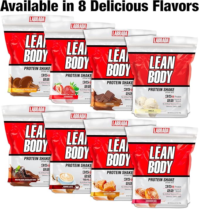 Labrada Lean Body Hi-Protein Meal Replacement Shake, Molten Dark Chocolate Cake PACKAGING MAY VARY