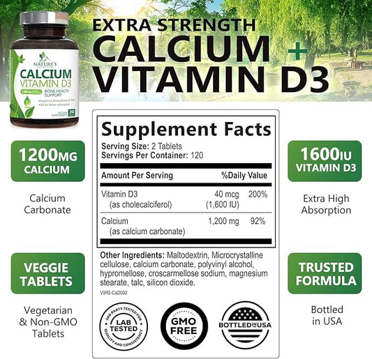 Calcium 1200 mg Plus Vitamin D3, 240 Tablets