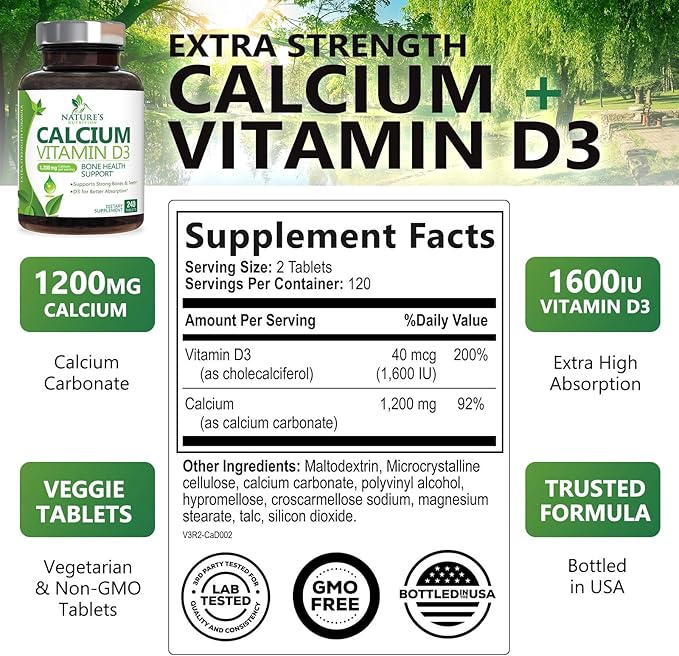 Calcium 1200 mg Plus Vitamin D3, 240 Tablets