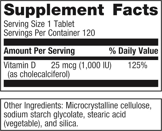 Metagenics D3 1000 - Vitamin D Supplement - Bone Density & Immune Support* - Tooth Integrity* - Non-GMO & Gluten Free - 120 Tablets