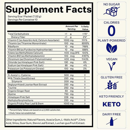 Blueshift Pre-Game - Pre Drinking NAC Supplement, Electrolytes Powder Packets, Hydration Packets, Pre Alcohol Liver Support with Ginger, Cysteine, Milk Thistle, No Sugar Powder Sticks (10 Pack)