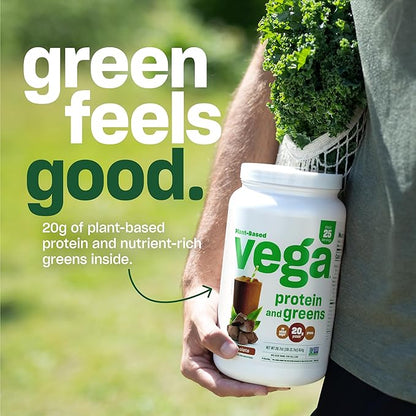 Vega Protein and Greens Protein Powder, Chocolate 20g Plant 1.2 lbs