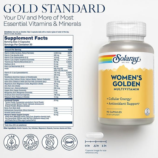 SOLARAY Women's Golden Multi-Vita-min Capsules, 90