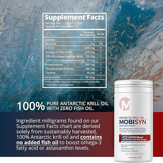 100% Pure Antarctic Krill Oil 1000mg, 60-Day Supply, 3, Highest 56% Phospholipids,