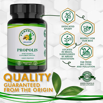 Propolis Health Propolis Capsules 1000mg-Daily 2 Capsules 50 Days (100 Capsules)