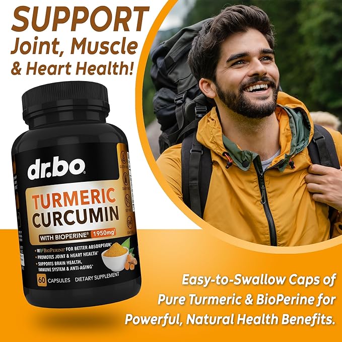 Turmeric Curcumin with BioPerine Supplement Capsules 1950mg Curcuma 60 Turmeric