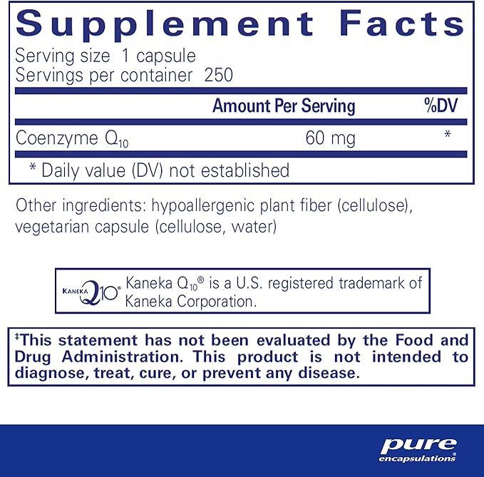 Pure Encapsulations CoQ10 60 mg Q10 Supplement 250 Capsules