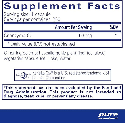 Pure Encapsulations CoQ10 60 mg Q10 Supplement 250 Capsules