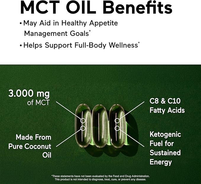 Smarter Nutrition MCT Oil Capsules C8 and C10 - Ketogenic Fuel for Brain & Body, Sustained Energy - from Cold-Pressed Coconut, Palm & Gluten-Free, Non-GMO - 90 Count - 30-Day Supply