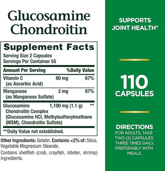 Nature's Bounty Glucosamine Chondroitin Pills and 110 Capsules