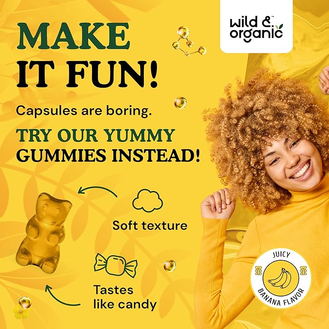 Wild & Organic CoQ10 Gummies CoQ10 200mg 200mg - CoQ10 Ubiquinone Q10 Focus 60 Non-GMO