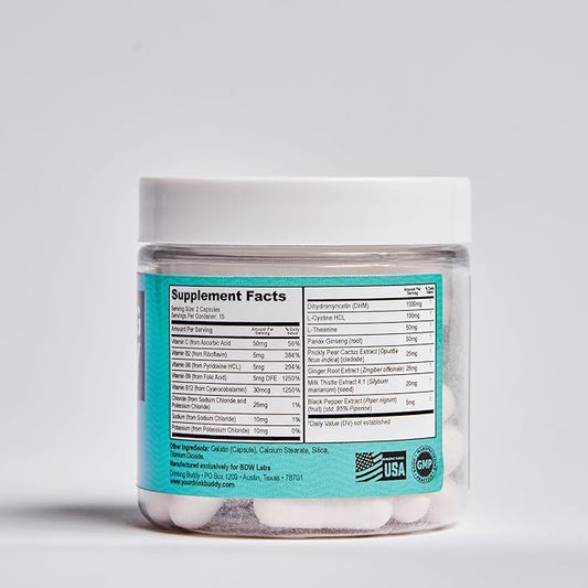 Drinking Buddy (2pack, After-Drinking Aid with DHM, Prickly Pear, L-Cystine and L-Theanine, Milk Thistle, B-Vitamins, Ginger