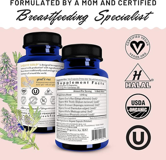 Legendairy Milk Liquid Gold Lactation Supplement, 60 Vegan