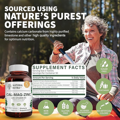 Natural Nutra Calcium Magnesium Zinc Supplement D3 for 100 Count 2)