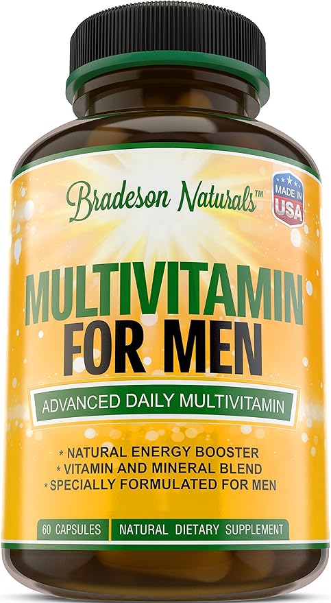 Men's Multivitamin Supplement for Energy, Focus B12, Zinc, 60 Capsules