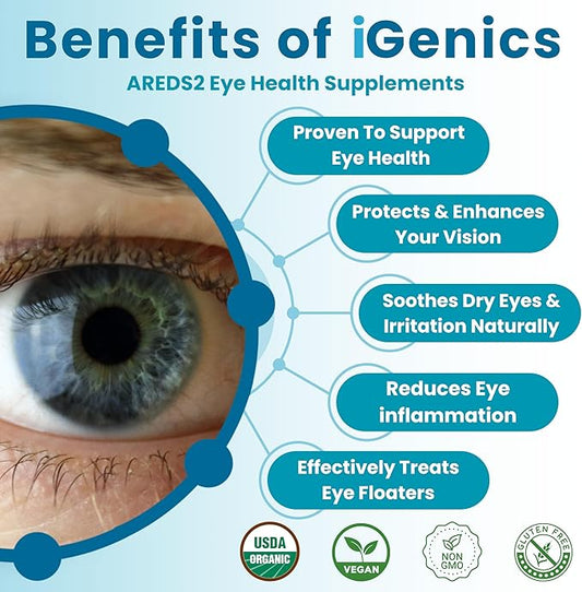 iGenics Premium Eye Vitamins with AREDs 2+ Formula 12 Natural, (3)