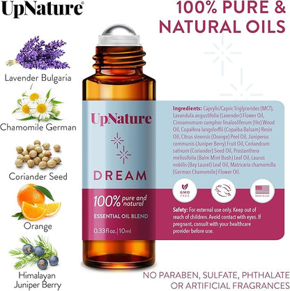 UpNature Dream Sleep Essential Oil Roll On – Natural Sleeping Blend with Lavender, Chamomile Aromatherapy Oils