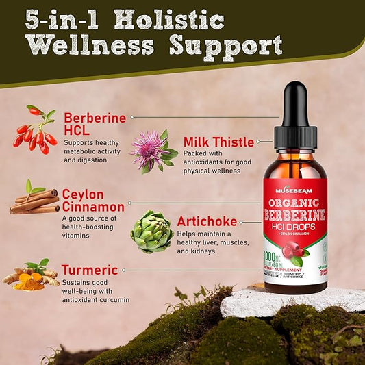 Organic Berberine HCl 1500mg Liquid Drops 2fl. oz (60ml)