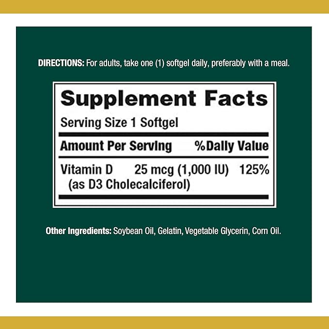 Nature's Bounty Vitamin D3 1000 100 120 Count