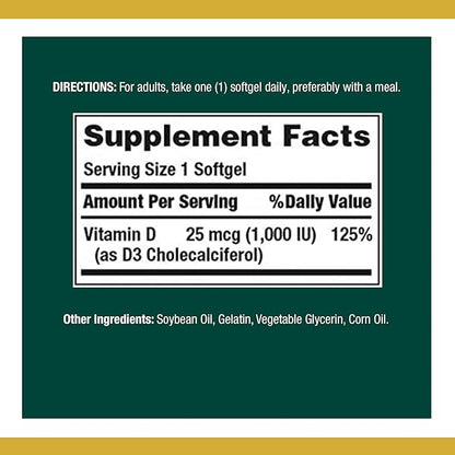 Nature's Bounty Vitamin D3 1000 100 120 Count