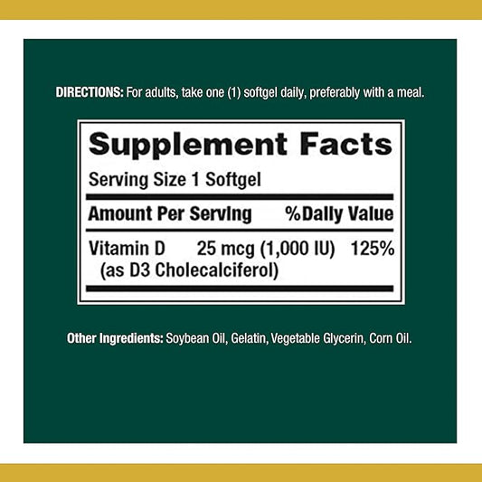 Nature's Bounty Vitamin D3 1000 100 120 Count