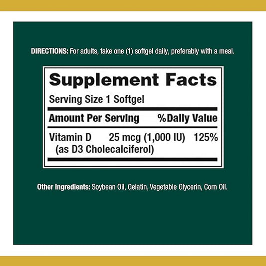 Nature's Bounty Vitamin D3 1000 100 120 Count