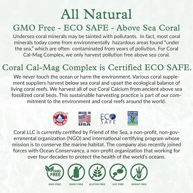 Coral Cal-Mag - Bioavailable Coral Calcium 2:1 Ratio 1200 International D3-180 Vegetarian