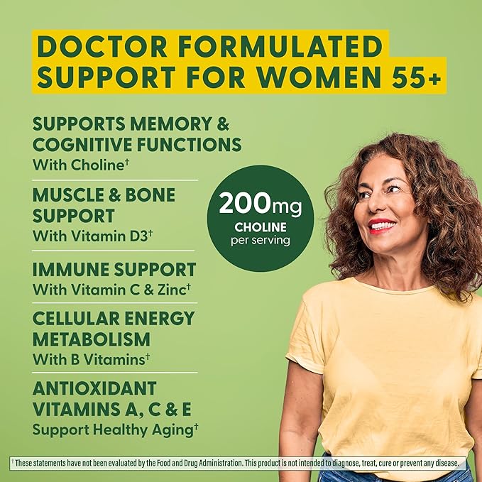 MegaFood Women's 55+ Advanced Multivitamin for Women D3, Vitamin B12, Biotin 120 Tabs (60 Servings)