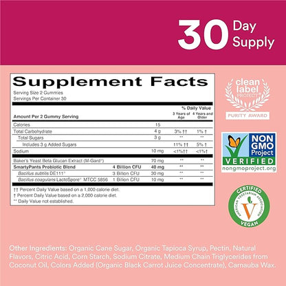 SmartyPants Kids Multivitamin Gummies and Probiotic 3 Fish D3, C, B12, B6, B6, Digestive (30 Day