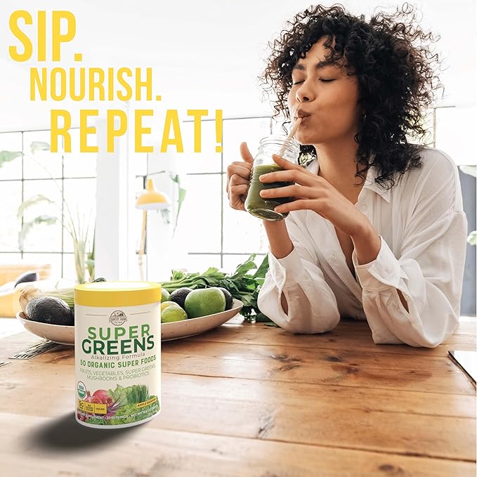 COUNTRY FARMS Super Greens Apple Banana 50 Organic 20 Servings, 10.6 Oz