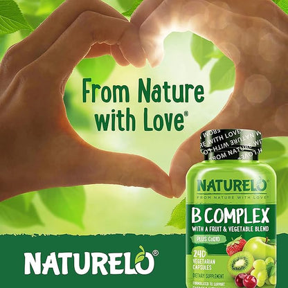 NATURELO B Complex B6, Folate, B12, Biotin 240 Capsules