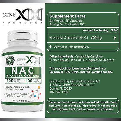 GENEX NAC 500mg (100 Capsules) N-Acetyl (3 Month