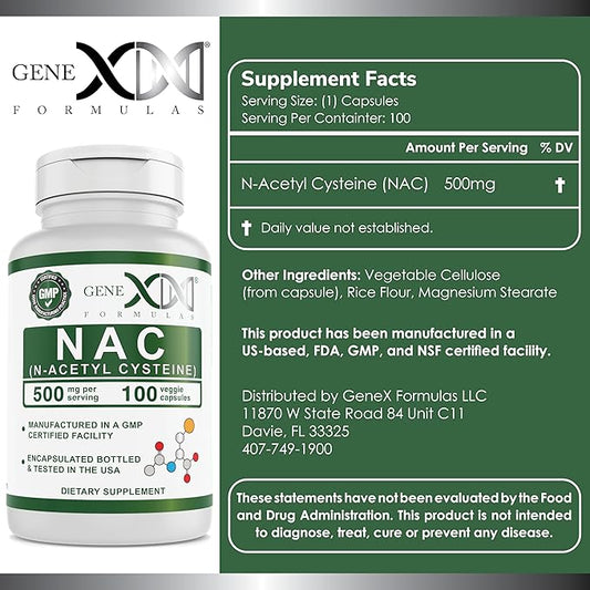 GENEX NAC 500mg (100 Capsules) N-Acetyl (3 Month
