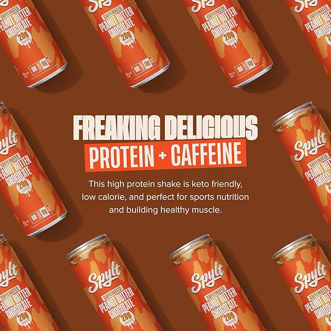 High Protein Peanut Butter Chocolate Milk with 60mg Caffeine & 20g Protein - Ready to Drink, Sugar Free, Lactose Free Milk, Perfect for Workout Recovery & Afternoon Pick Me Up - 12 Count